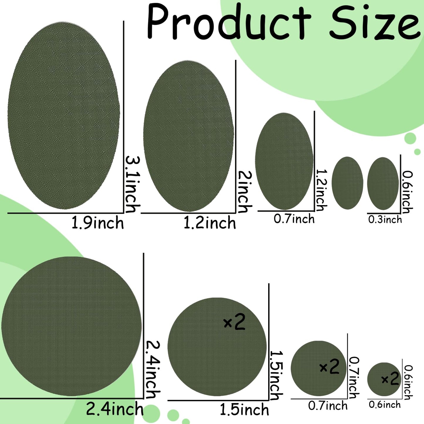 SYLVASS 12PCS Down Jacket Repair Patch, Waterproof Self-Adhesive Nylon Patches for Puffer Jackets, Tents, Sleeping Bags, Raincoats (Army Green)