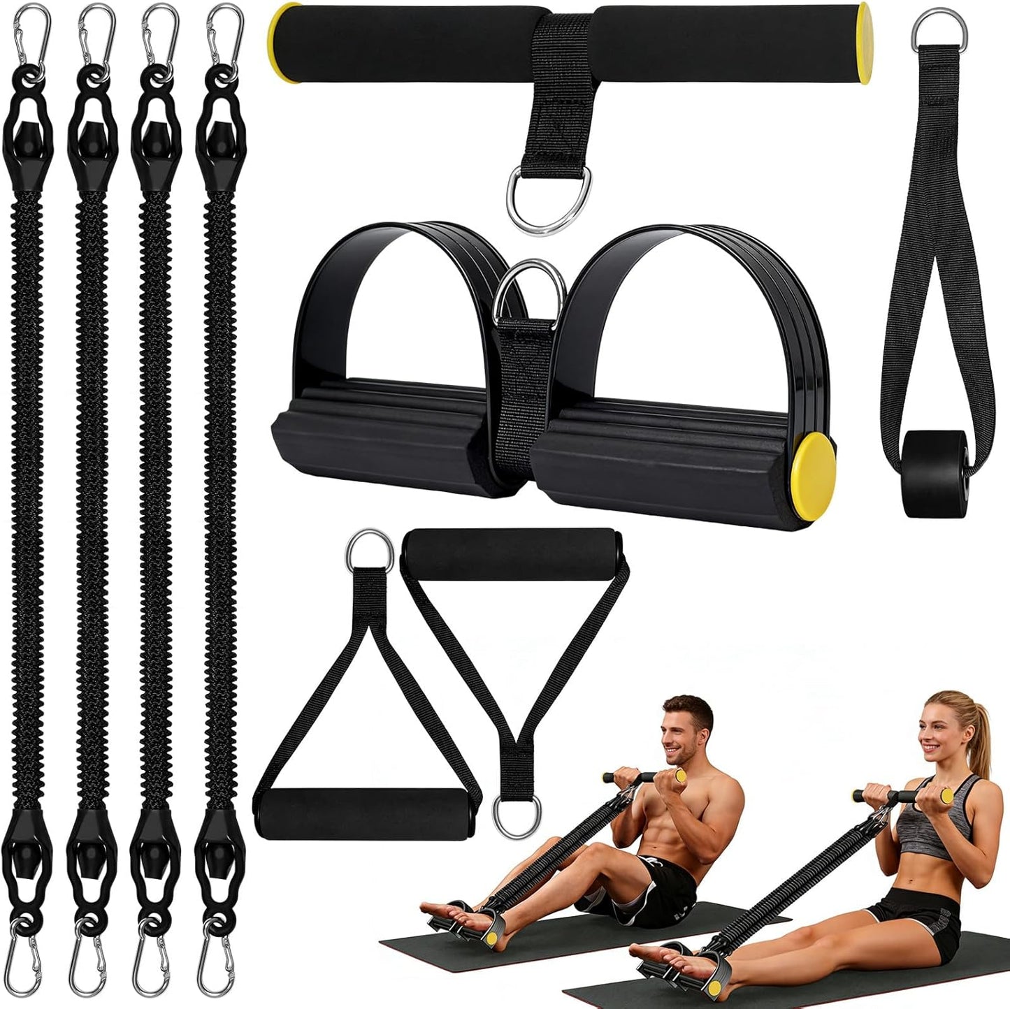 Pedal Resistance Band by New | Non-Slip Foot Pedals for Abdominal, Arm, Leg & Waist Exercises - Adjustable