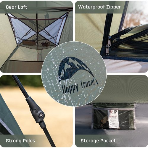 Happy Travel 1/2/3/4 Person Camping Tent, Instant Easy Pop Up Tents for Camping,Automatic Waterproof Family Camping Tent, Easy Set Up Tent,Portable Windproof Dome Tent for Camping Hiking & Traveling