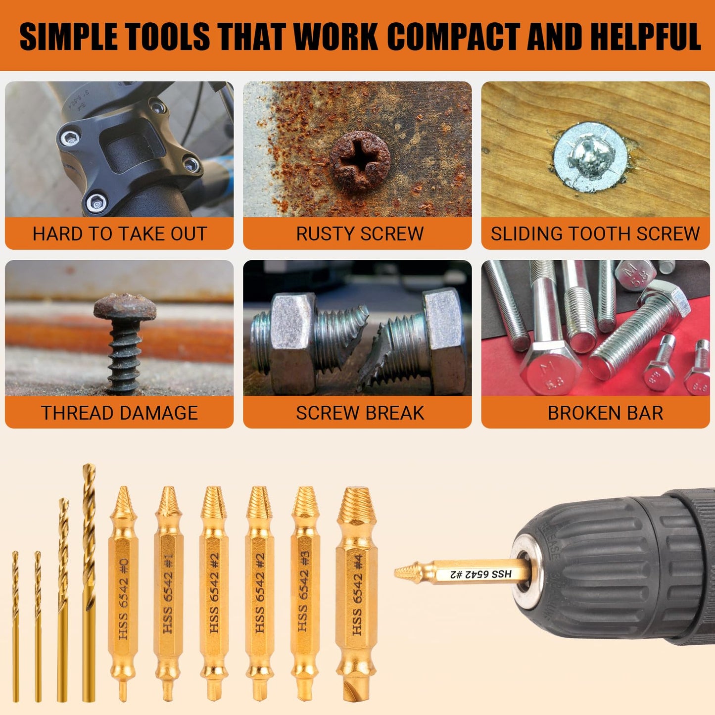 BSUXMAFG 10 PCS Damaged Screw Extractor Set, Screw Extractor Remover Kit for Stripped Screws & Drill Bit Tools, Cool Stuff Gadgets for Men Dad Boyfriend Father Husband, Mens Gifts