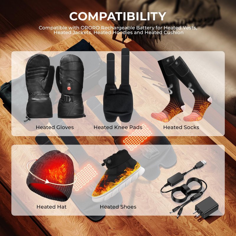 Heating Gloves USB Charger Cable for 7.4V 2200MAH Men Women Heated Socks Hats Hand Muff Replacement Rechargeable Battery Dual Port Power Cord Adaptor 8.4V