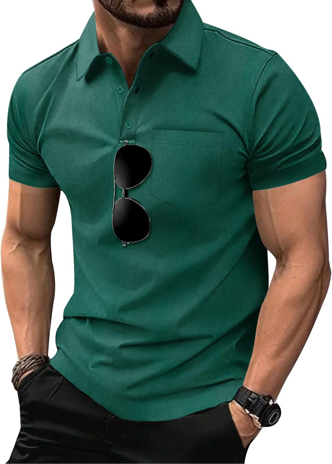 SCODI Men's Pocket Polo Shirts - Moisture-Wicking Short Sleeve Golf T-Shirts | 5-Pack Casual Athletic Wear