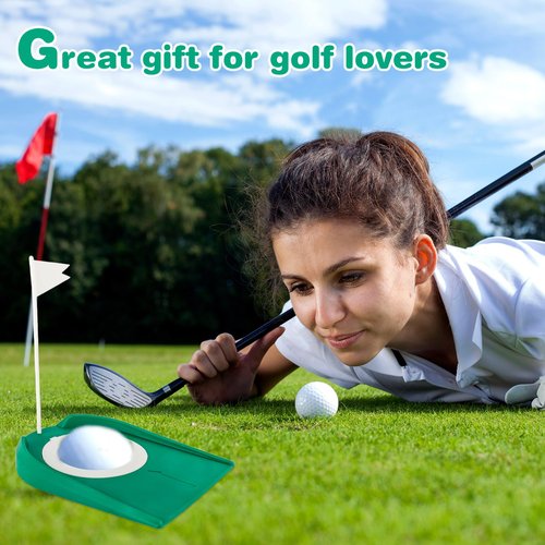 Plukeen 5 Pack Golf Putting Cup with Flag - Plastic Golf Putting Hole Training Aids for Indoor Outdoor Office Garage Backyard Practice