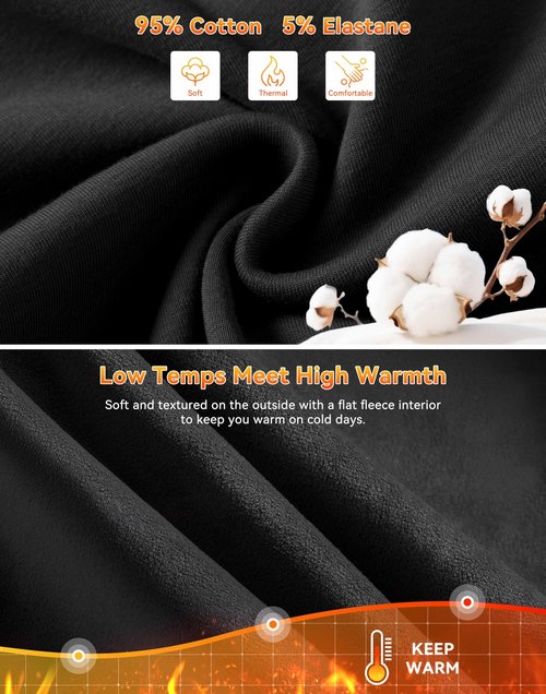 Soothfeel Men's Fleece Joggers Cotton Sweatpants with Deep Pockets Loose Athletic Running Gym Workout Winter Warm Pants, Black L