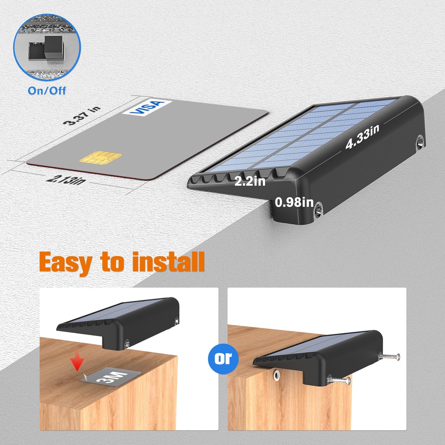 NIORSUN Solar Deck Lights Outdoor 16 Pack, IP65 Waterproof Large Size LED Stair Lights with Lenses, Auto ON Off Warm White Step Lights for Outside, Deck, Patio, Fence, Yard, Pathway and Railing Decor