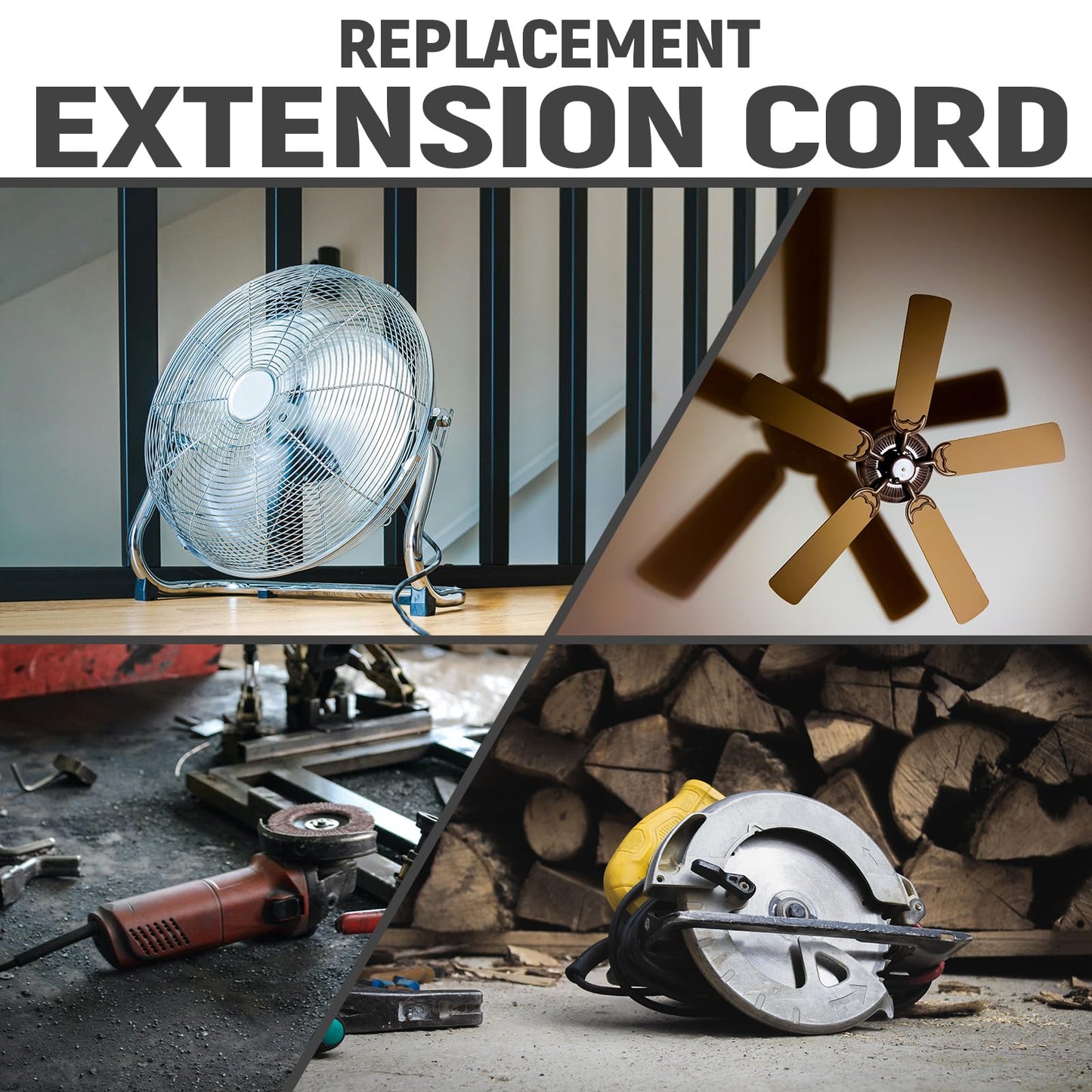 GreenProsper Industries Inc 3-Wire Appliance and Power Tool Cord, 3 ft, 14 AWG, 15A/125V AC, 1875w, Black, 2pack