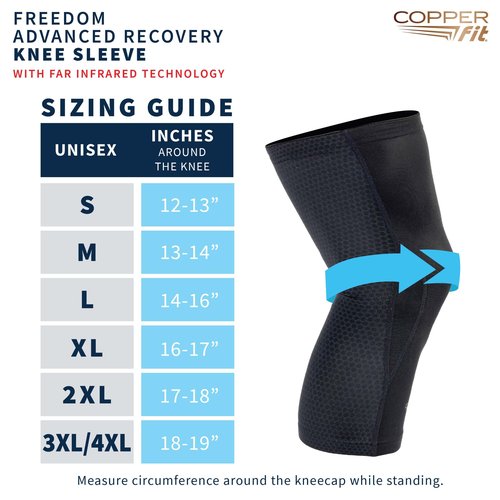 Copper Fit PRO Recovery Knee Compression Sleeve - Breathable, Second Skin Feel - Arthritis, Joint Pain, Circulation - For Men and Women (Large)