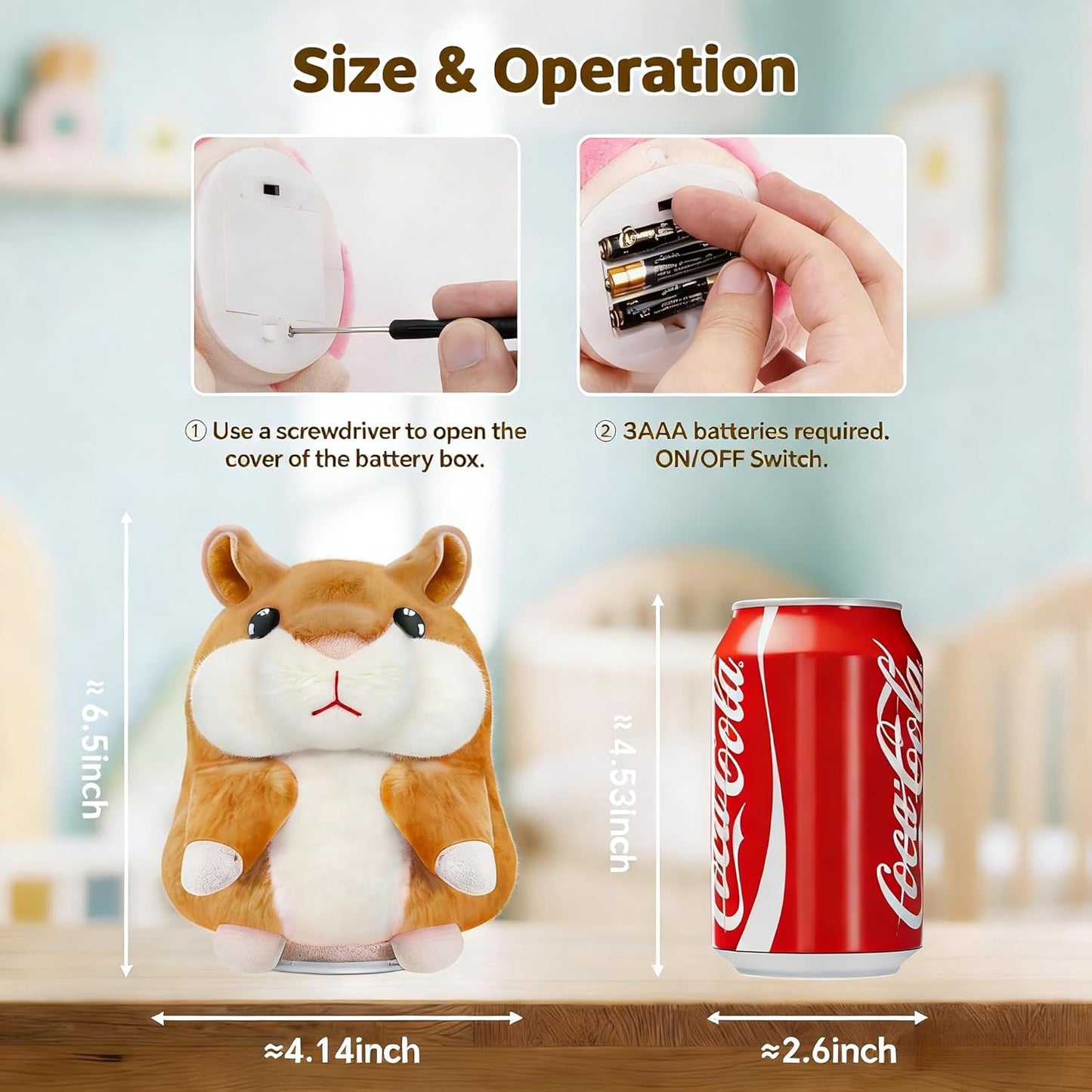 SANJOIN Talking Hamster Toy - Interactive Plush Repeats What You Say | Perfect Gift for Ages 2-8 (Brown)