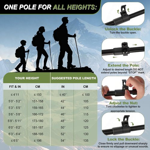 Ultra Light Carbon Fiber Hiking Trekking Poles - 6.07oz Nordic Trekking Sticks with Full EVA Grips & Quick Locks, All-Terrain Hiking Sticks for Seniors, Men & Women, Set of 2