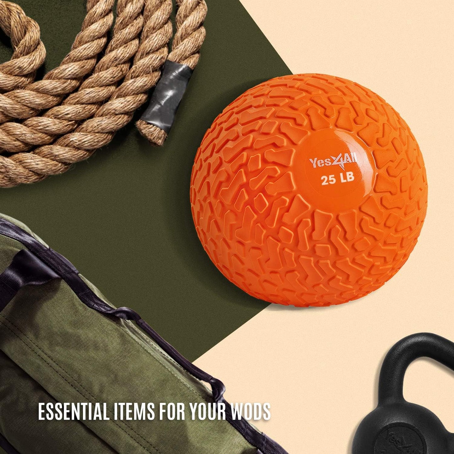Yes4All Slam Balls - Durable 10-40lb Weighted Core Strengthening Workout Ball | PVC Sand-Filled