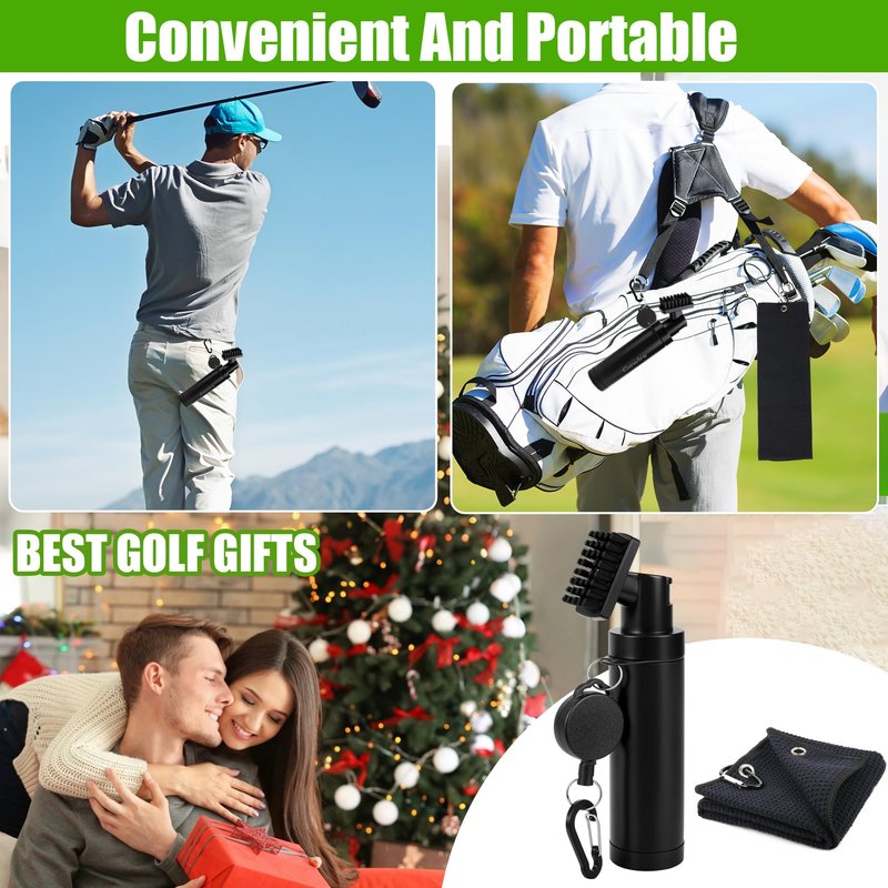 Ciawlro Golf Clubs Cleaning Kits, Golf Brush and Towel, Club Cleaner Accessories with Retractable Squeeze 5 oz Water Bottle, Groove Scrubber Cleaner for Golf Cart Accessories Gift Stuff for Men Women