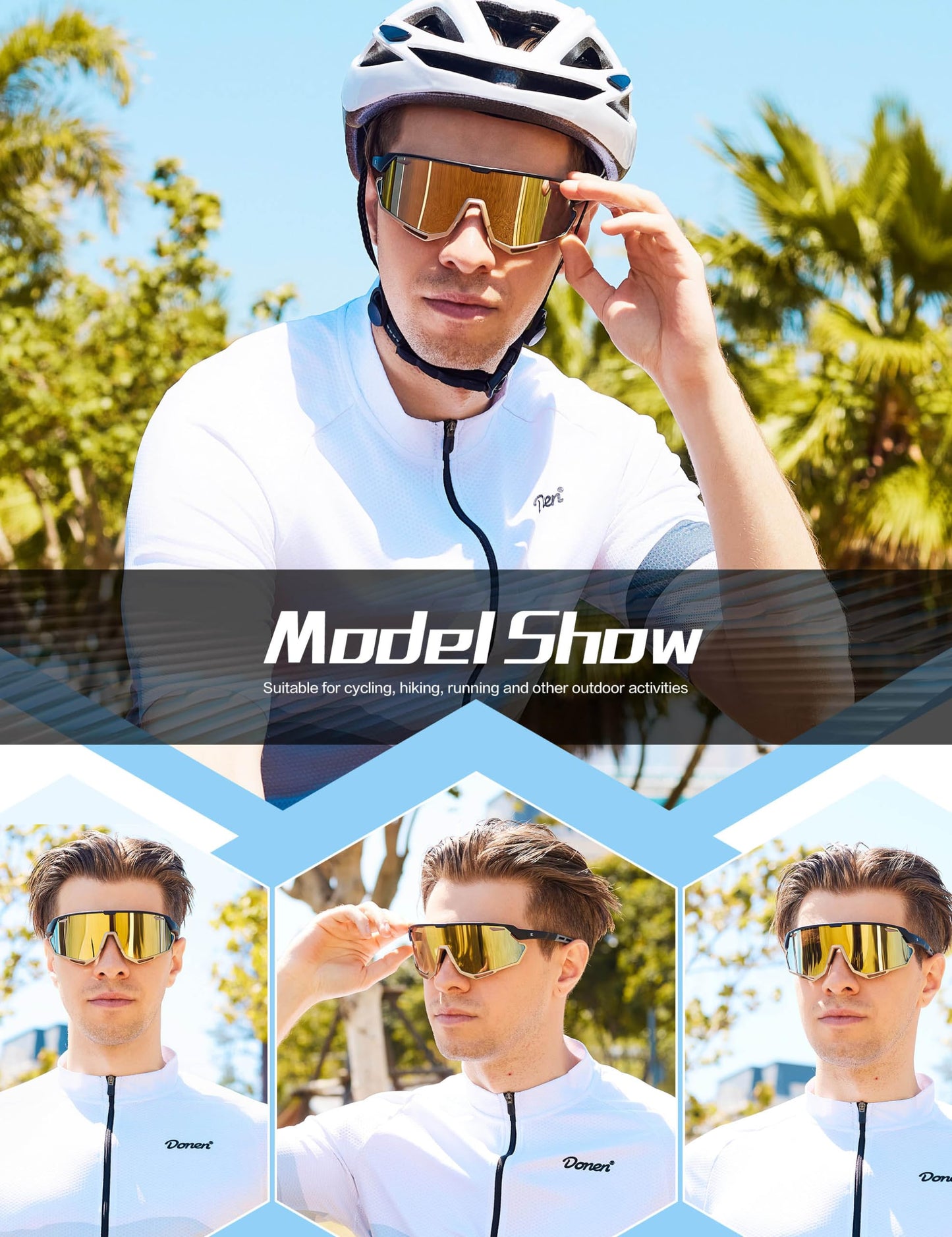 BIRCEN Mens Sports Baseball Sunglasses: TR90 Lightweight Cycling Glasses Wrap Around Running Glasses for Outdoor MTB Bike