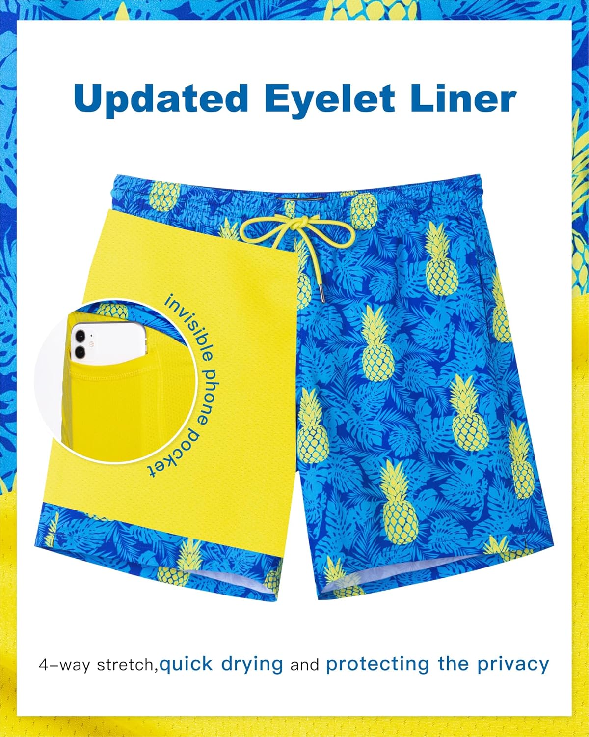SURF CUZ Men's Swim Trunks - Quick-Dry 7" Swim Shorts with Compression Liner for Ultimate Comfort