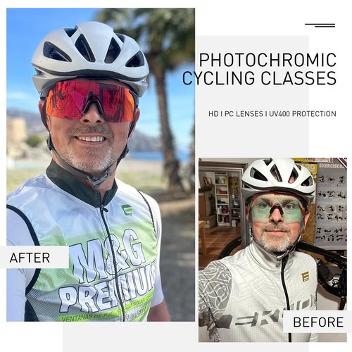 SCVCN Photochromic Cycling Glasses Frameless Sports sunglasses for Men Women - Ideal For Baseball, Bike, Golf, Running