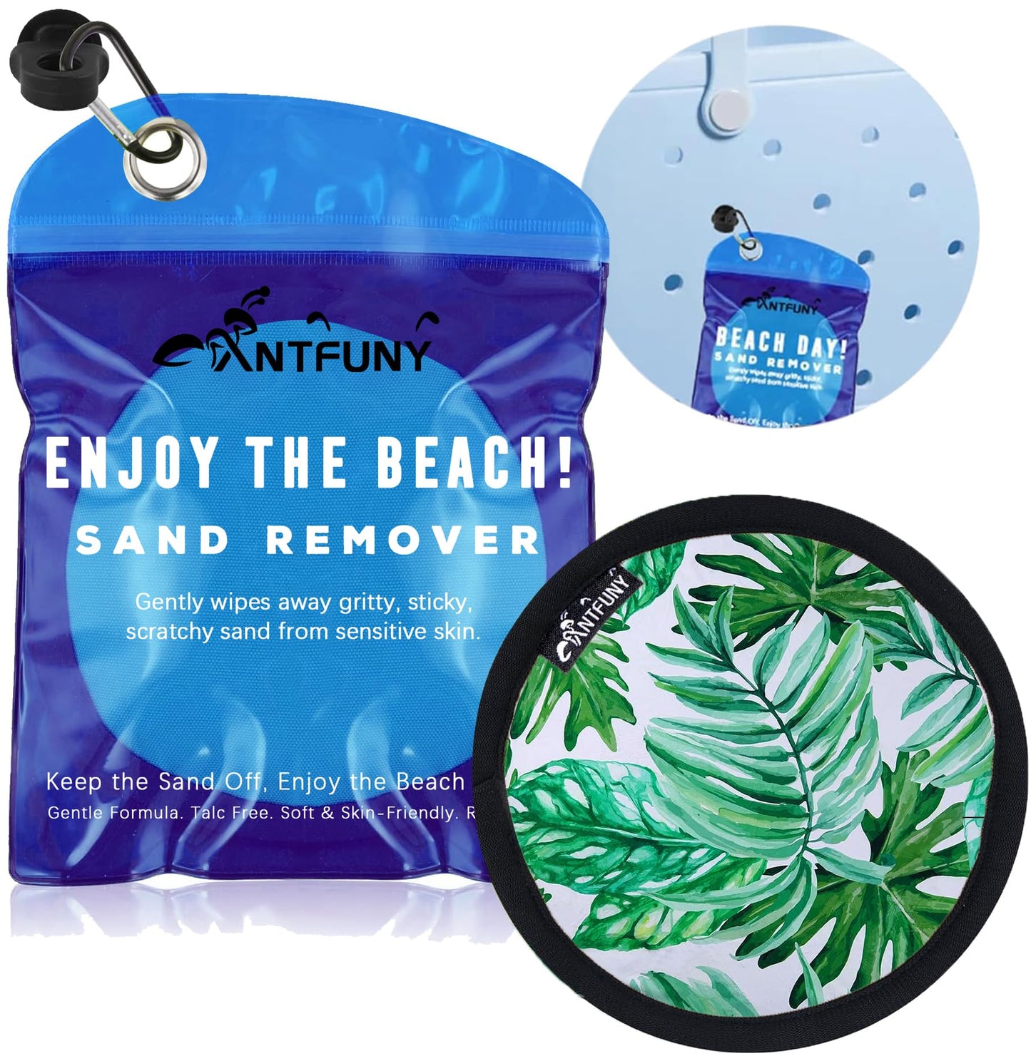 Sand Remover for Beach Cleaner Eraser for Family Kids Women Wipe Off Mitt Duster Brush Vacation Trip Hawaii Honeymoon Essential Towel Gift Costa Rica Must Haves Resort Rio de Janeiro Palm Leaves