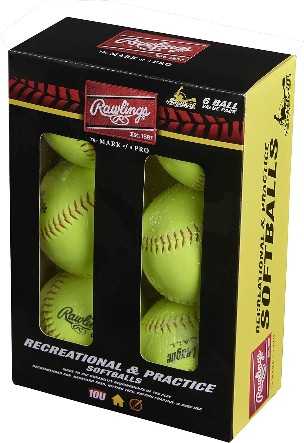 Rawlings Official League Softballs - Recreational 11" Size | Pack of 6 for Fun Play