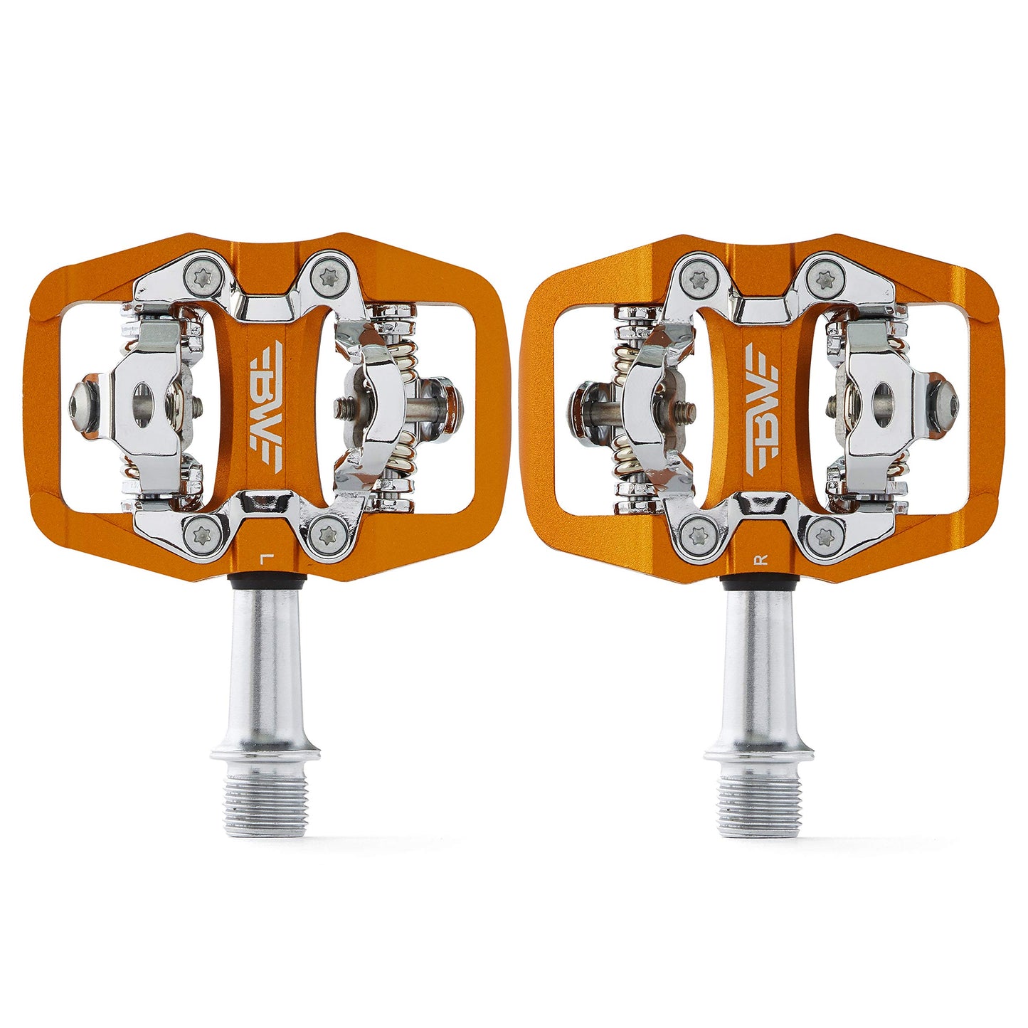 BW USA Rock Garden Flat Pedal - SPD Compatible Clipless MTB Bike Pedals - Orange
