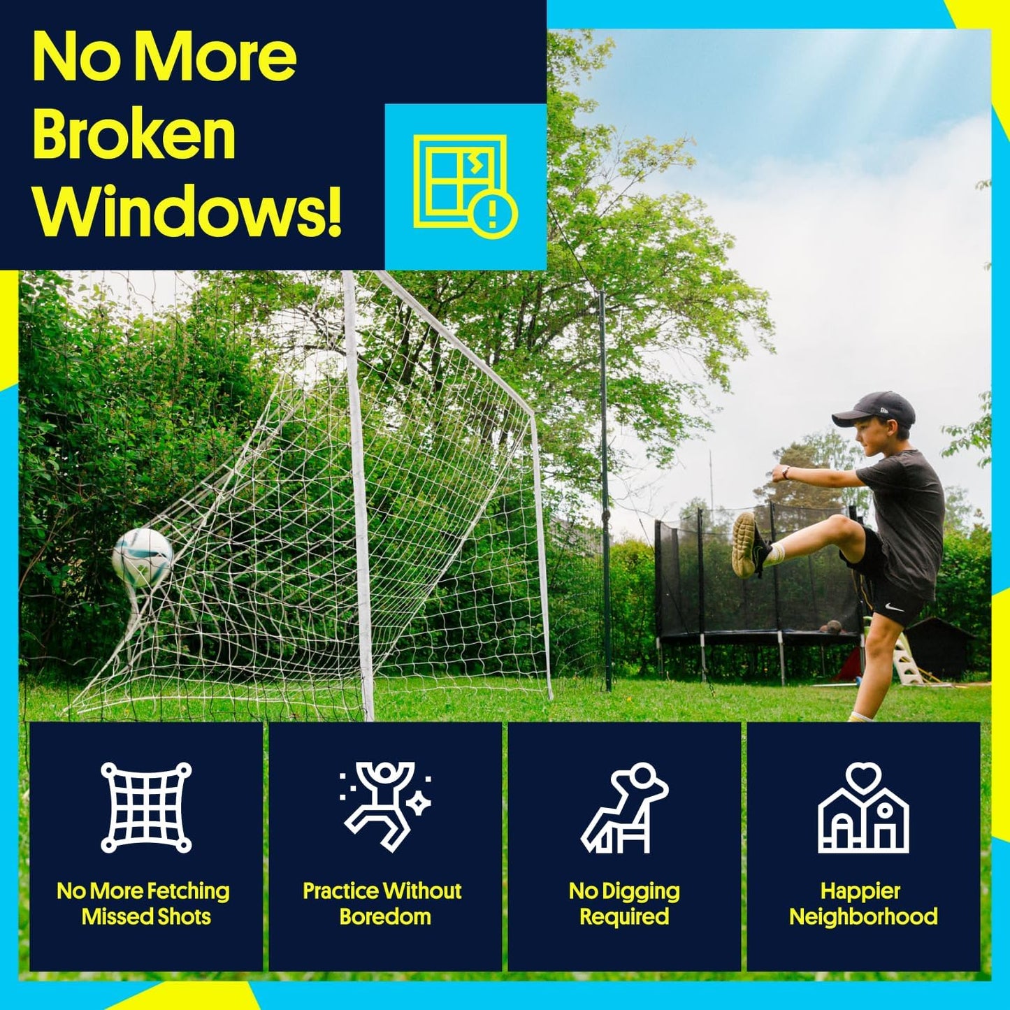 Open Goaaal 3-in-1 Soccer Training Rebounder - Versatile Soccer Goal for Volley & Passing - Outdoor Backyard Sports