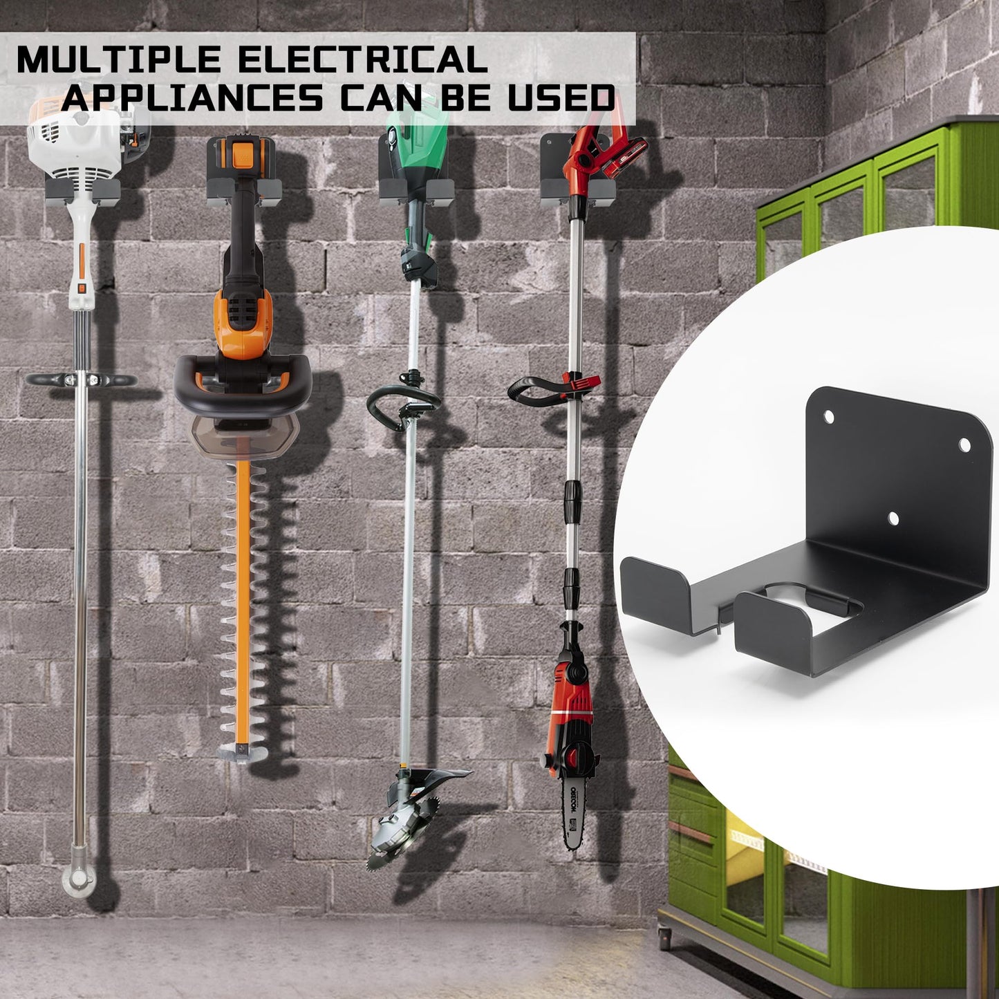 ITHWIU Weedeater Hanger, 1 Pack Weed Eater Hanger for Garage Wall-mounted Organizer Trimmer Rack Storage for Grass Trimmer, Hedge Trimmer, Garage Wall, Garden Tools, Black