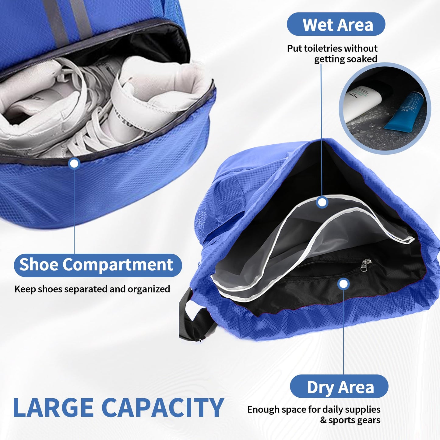 JELUTAR Soccer Bag, Drawstring Soccer Backpack with Shoe Compartment