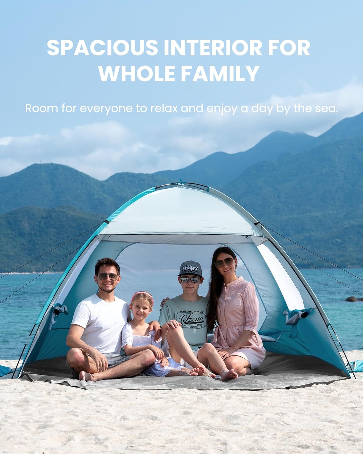 OutdoorMaster Beach Tent - Easy Setup Sun Shade Shelter for 3-8 People | Portable Canopy with UPF 50+ Protection