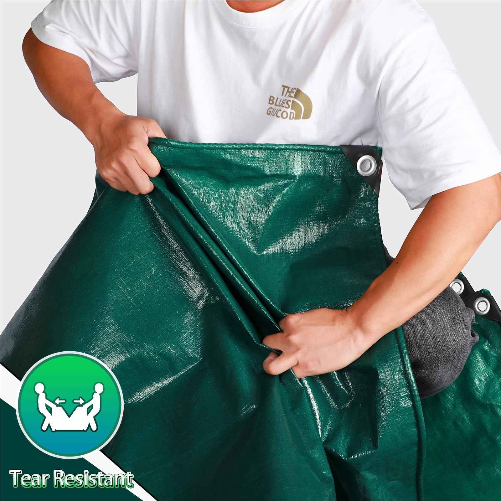 TA*RP YXCN Green Heavy Duty Tarp 20x30 Feet, 12 Mil Thick Waterproof Poly Tarps Cover UV Resistant, Rip & Tear Proof with Metal Grommets Every 20 Inche