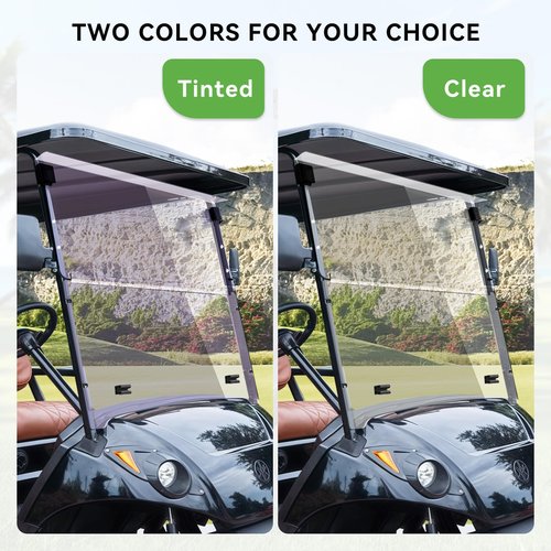 VPAHub Flip Flop Compact Golf Cart Windshield for YAMAHA DRIVE 2, Tinted Color, 3/16" Thickness, Fits YAMAHA DRIVE 2 2017+ Models