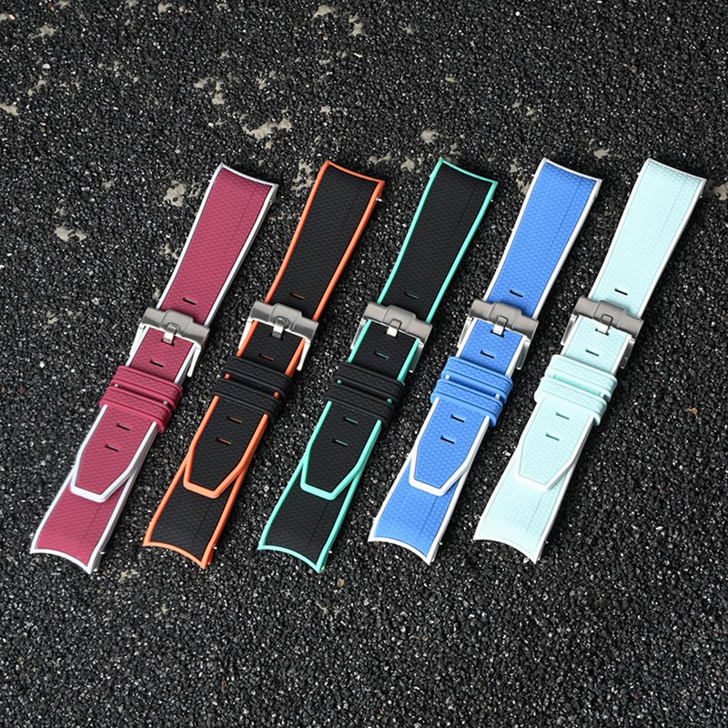 Boache Straps for Moonswatch Watch Quick Release Silicone Rubber Curved End No Gap Watch Band for Omega X Swatch Moonswatch Speedmaster Watch 20mm Straps Bracelet Replacement Strap for Men Women