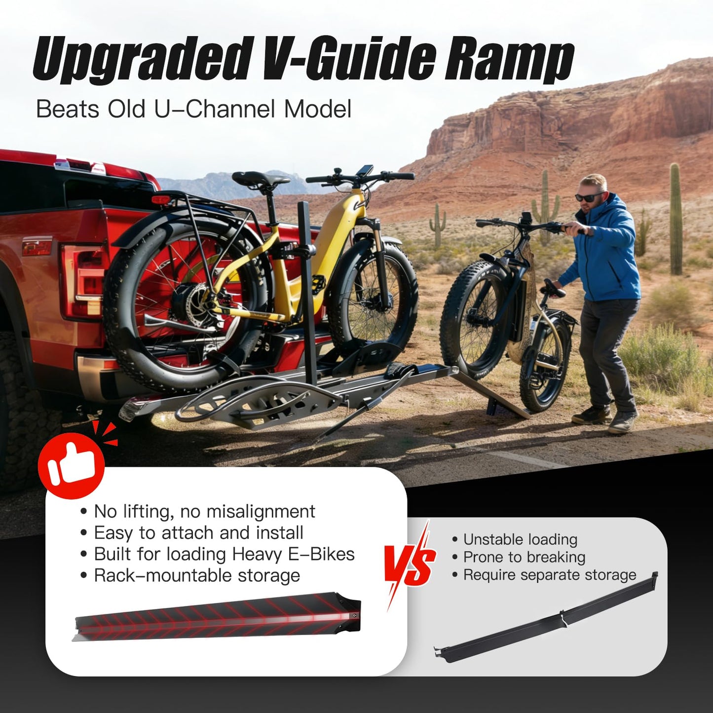 CyberRack E2 Hitch eBike Rack with Ramp – 2-Bike Electric Bike Carrier, 200 lb Capacity, Foldable Platform Mount for Cars, Trucks, SUVs, Vans & RV with 2” Receiver, Fits Up to 5” Fat Tire E-Bikes