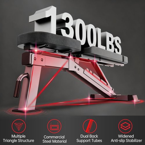 JOROTO Adjustable Weight Bench - 1300LBS Capacity for Home Gym | Incline, Decline, Flat Press, Foldable Design