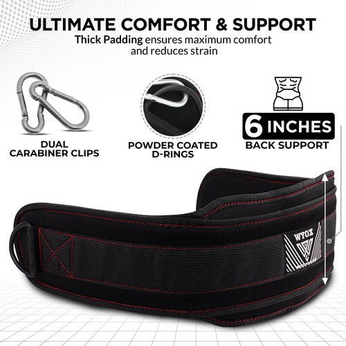 WYOX Dip Belt for Squats & Pullups – Weight Belt with Heavy Duty Steel Chain & Waist Support for Crossfit, Fitness Gym Lifting Belt, Optimal For Pull Ups, Dips Squats & Strength Training Workout with Comfortable Back Support