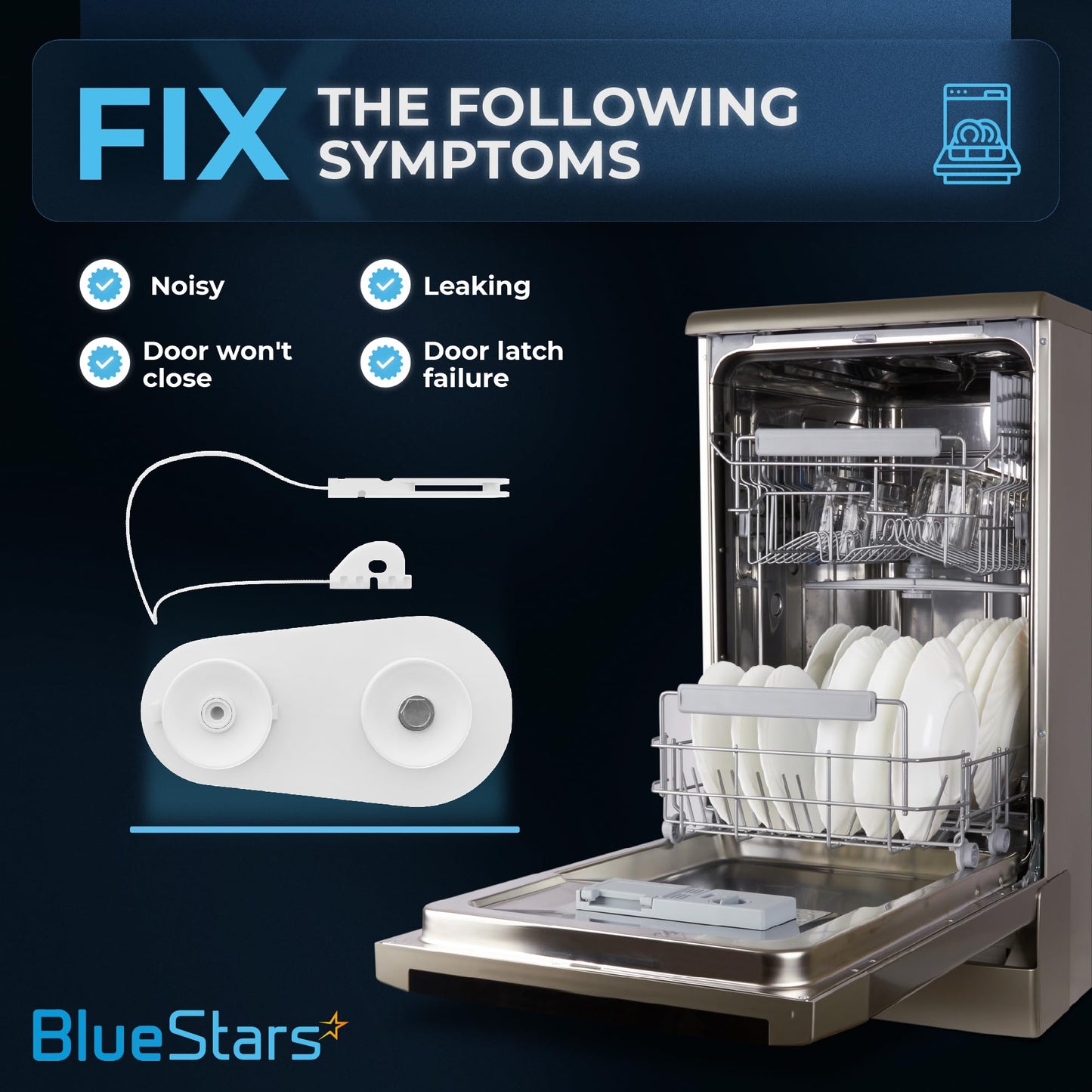 BlueStars 8194001 Dishwasher Door Balance Link Kit - Compatible with Kenmore Whirlpool KitchenAid Dishwashers - Easy to Install - Replaces 1059756 8270018 AP3775412 PS972325