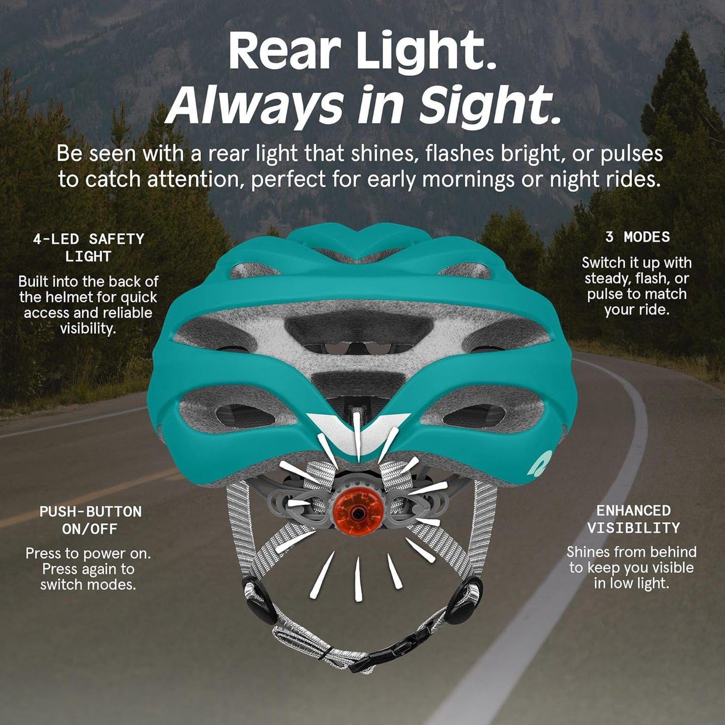 Retrospec Silas Road Bike Helmet - Adjustable Adult Cycling Protection with LED Light & 24 Air Vents | Lightweight 54-61cm