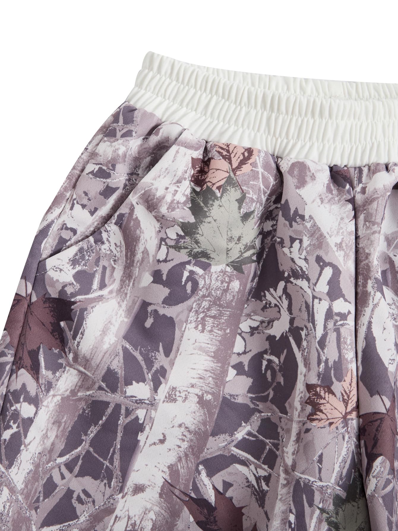 RoseSeek Girl's Camo Sweatpants Elastic High Waist Baggy Sweatpants Wide Leg Pants Trousers Joggers Trendy Multicolor 11Y