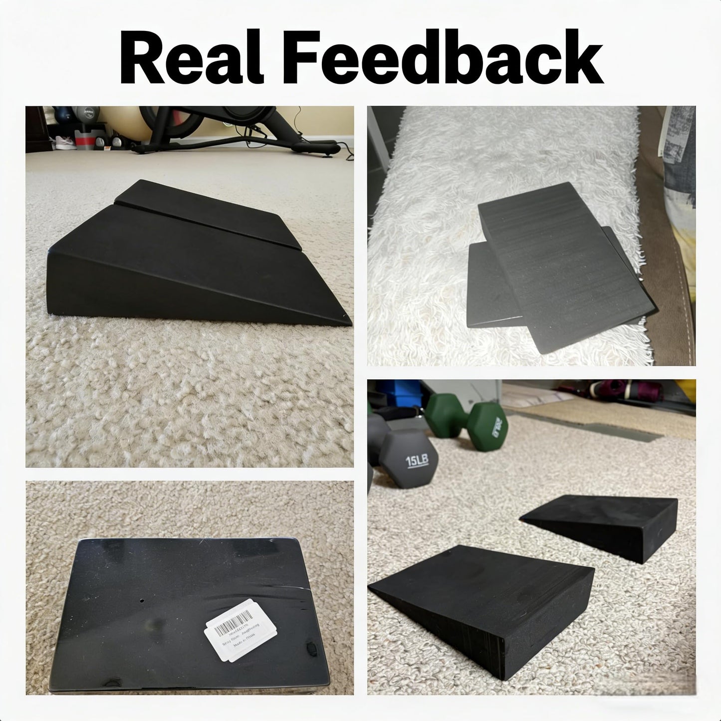 12'' Yoga Wedge Block Foam Wedge Slant Board - 2 Pcs Squat Wedges, Black