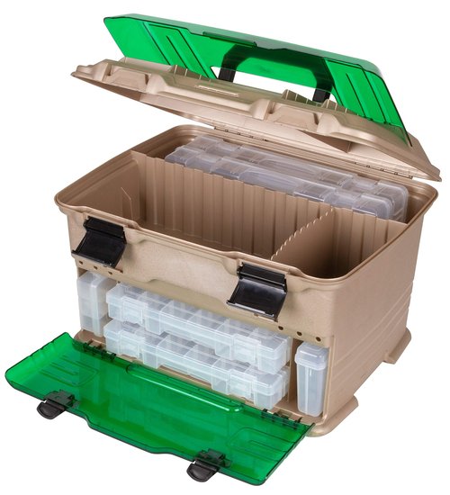 Flambeau Outdoors T5 Multiloader Tackle Box, Fishing Organizer with Tuff Tainer Boxes Included, Green/Gold