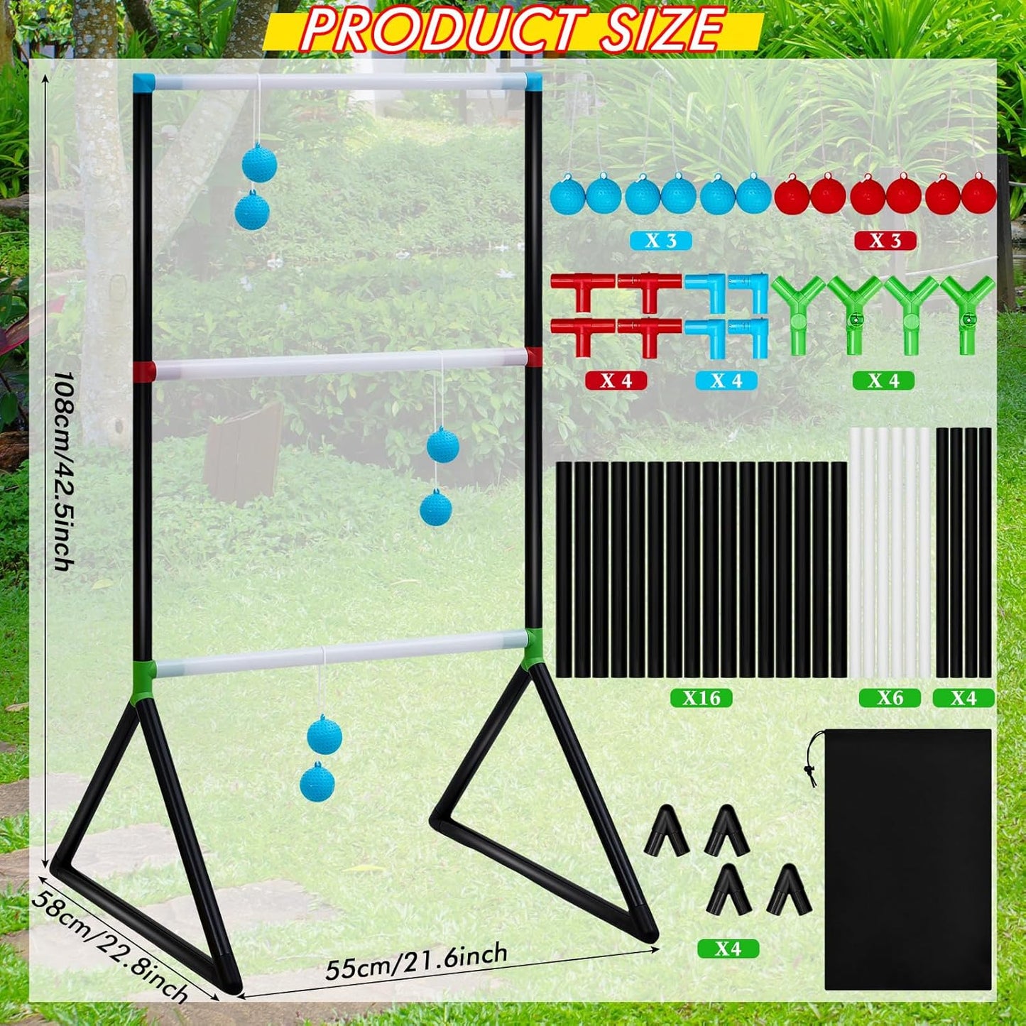Sosation Light Up Ladder Ball Set - 6 Glow in The Dark Balls & 2 LED Toss Games | Perfect for Outdoor Fun