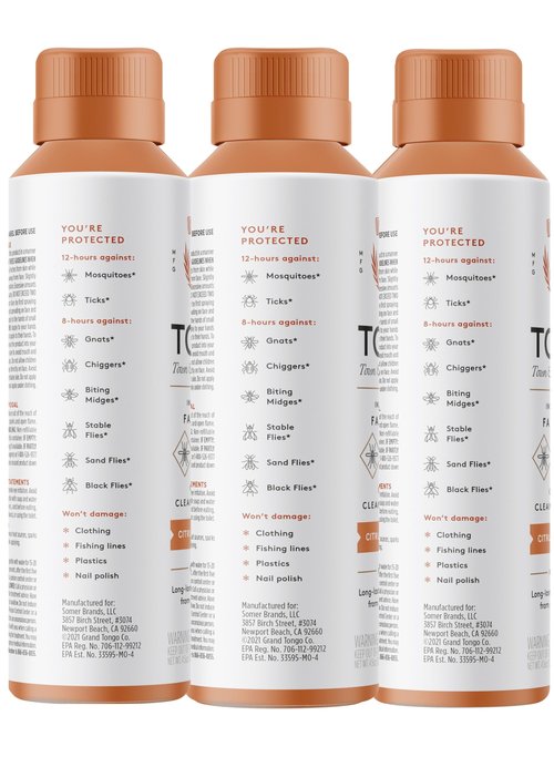 Grand Tongo Citrus + Sandalwood Insect Repellent, 12-Hour Mosquito & Tick Protection, Picaridin-Based, Water-Based, Lightweight, Quick-Drying, Vanishing Scent, DEET Alternative, Face & Body Use,3 Pack