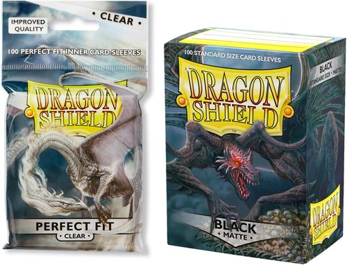 Dragon Shield | Premium Black Matte Double Sleeve Bundle | 2X 100 CT - Smooth & Durable TCG Protection
