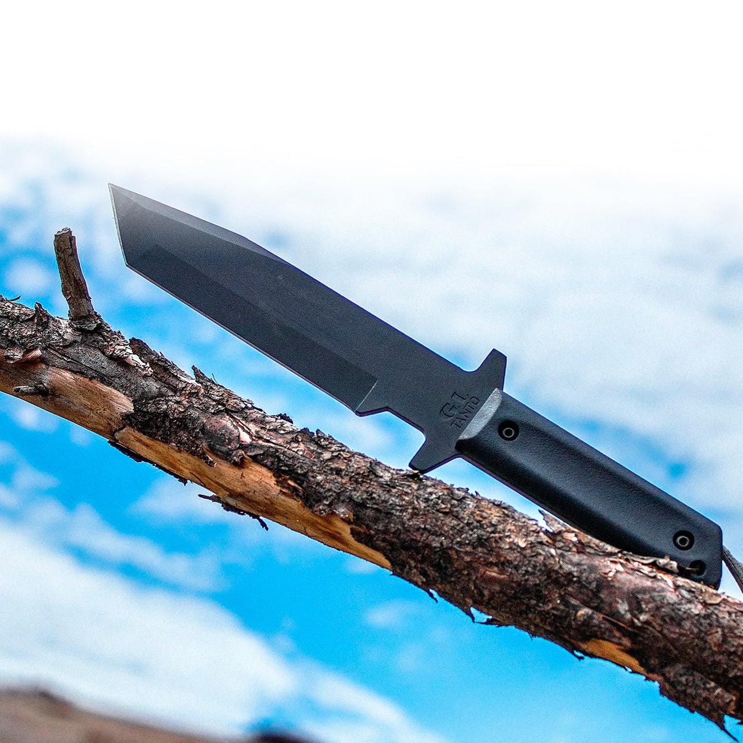 Cold Steel G.I. Tanto 7" Durable 1055 Carbon Steel Fixed Blade Tactical Outdoor Throwing Knife, 5" Handle w/ Polypropylene Scales, Integral Quillon Guard, Resistant Secure-Ex Sheath