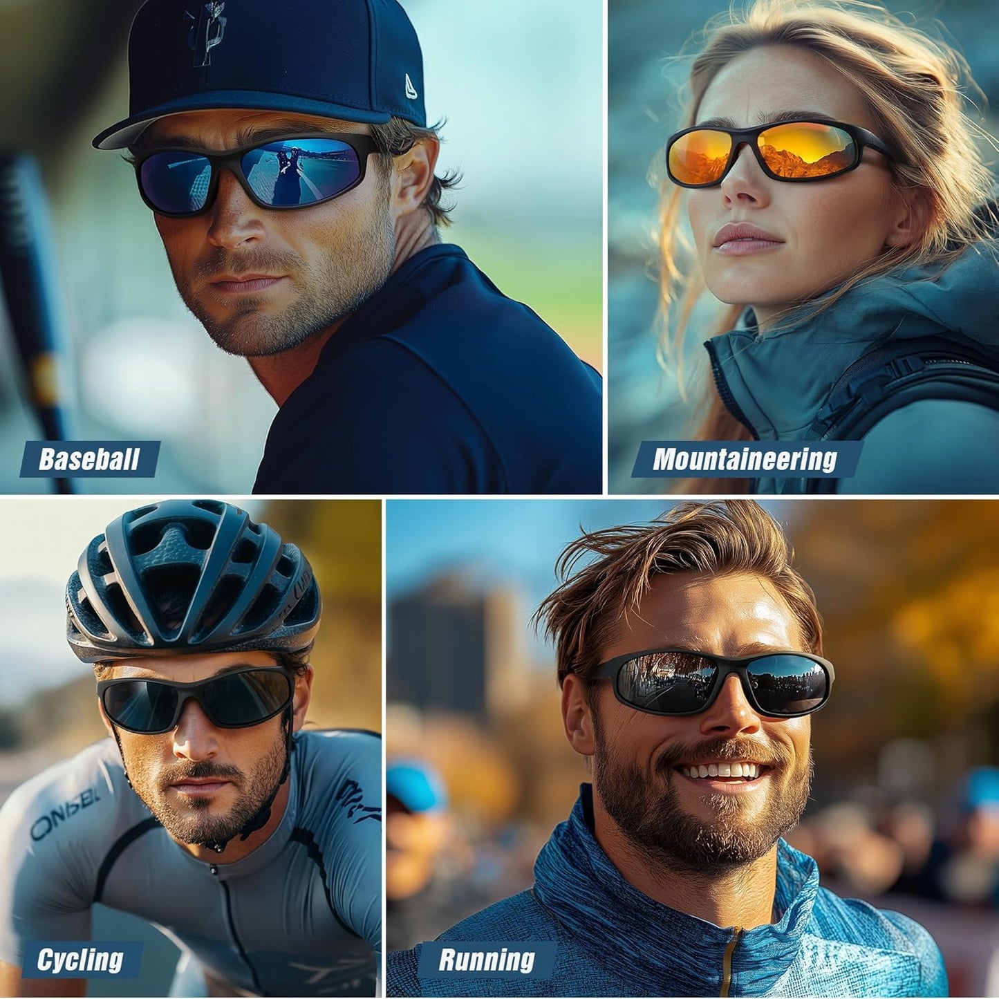 Skiennix Polarized Sports Sunglasses - UV Protection Wrap-Around Design for Men & Women | 3-Pack Set