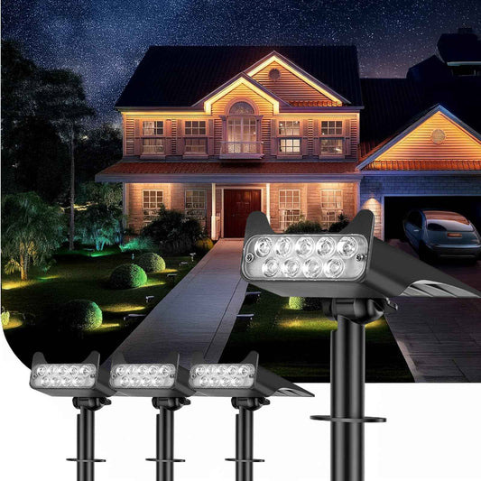 HOFLYW Solar Spotlights Outdoor Waterproof Landscape Path Lights Solar Dusk to Dawn Outdoor Lighting 4 Brightness Modes for Garden Pathway Tree Driveway Porch Yard
