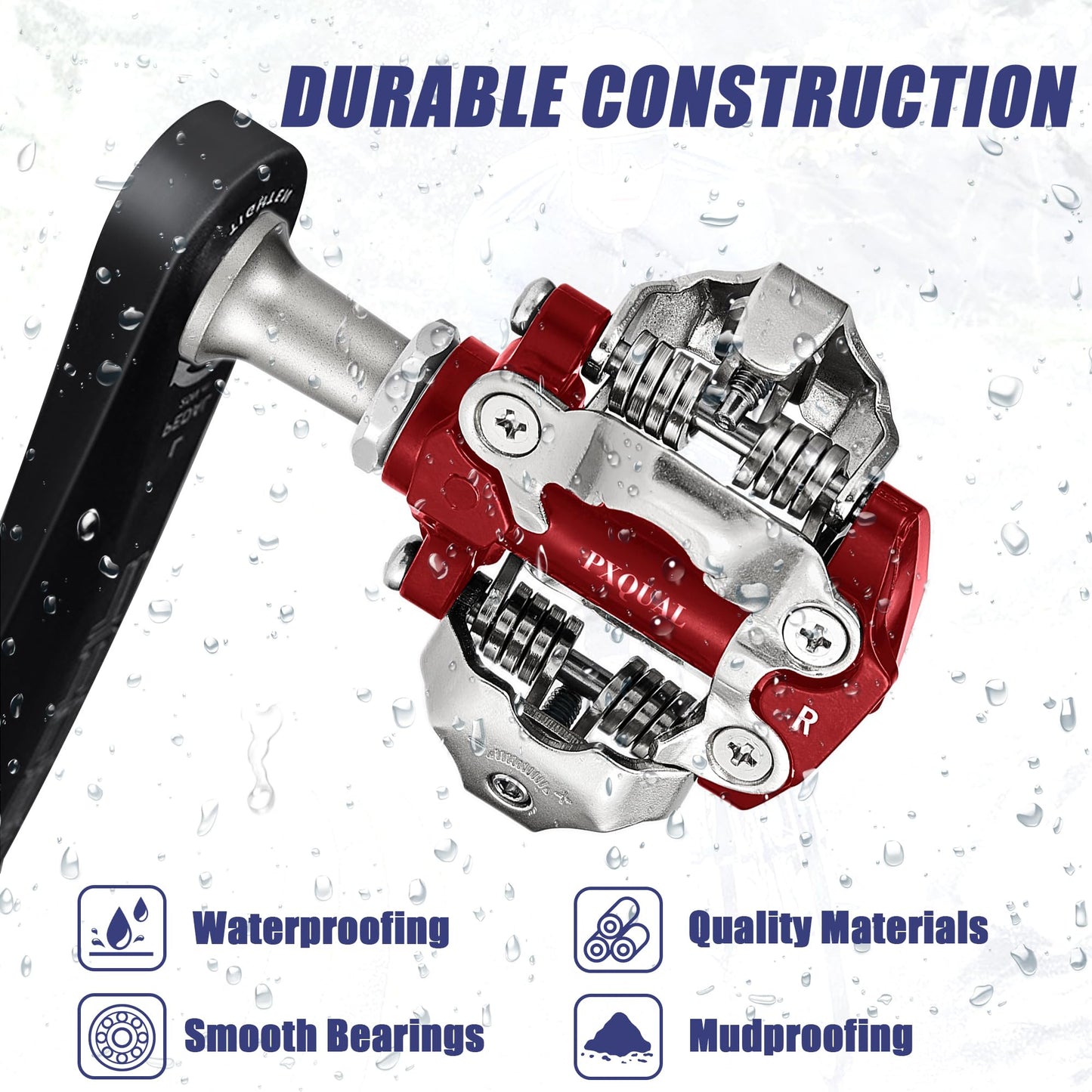 SPD Bike Pedals, 9/16 "Mountain Bike Pedal, Aluminum Alloy Sealed Clipless Pedals Compatible with SPD Type Cleats - Easy Clip in & Out(Red)