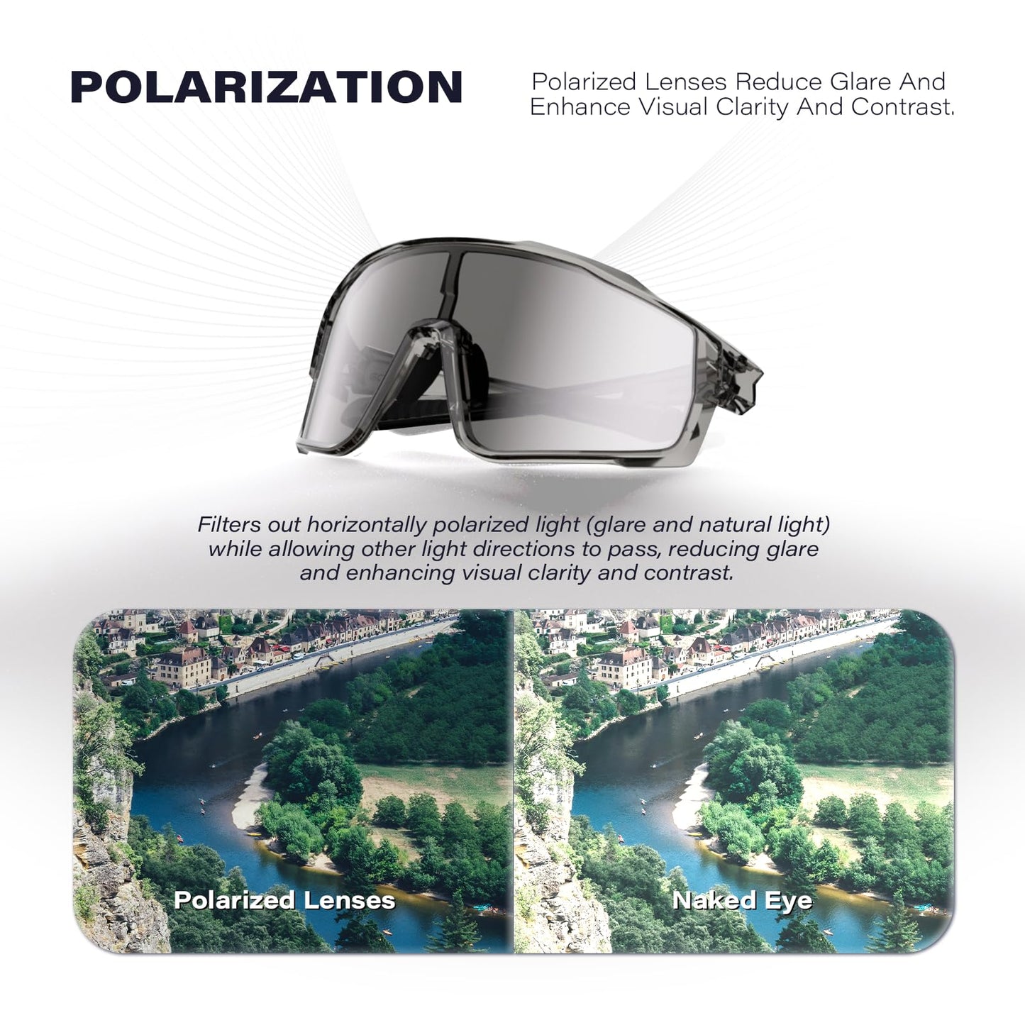 GONTSAM Polarized Cycling Glasses with Photochromic Effect, UV400 Protection, Sports Sunglasses with Winter Anti-Fog for Men & Women (Clear Gray)