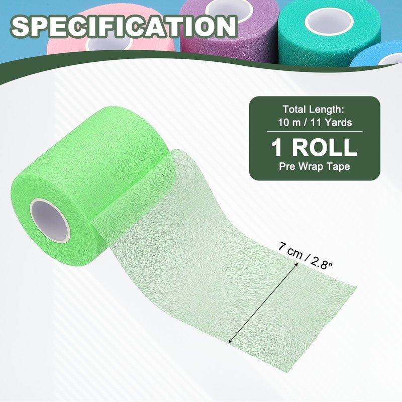 YELARXI Pre Wrap Tape, Non-Slip Grip Cushion Wrap Prewrap Athletic Tape- Fitting for (Tennis- Badminton - Pickleball - Sports) 11 Yard x 2.8 Inch & Green