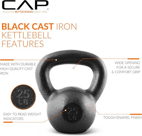 CAP Barbell Cast Iron Kettlebell - Durable Coated Design | Multiple Weight Options Available