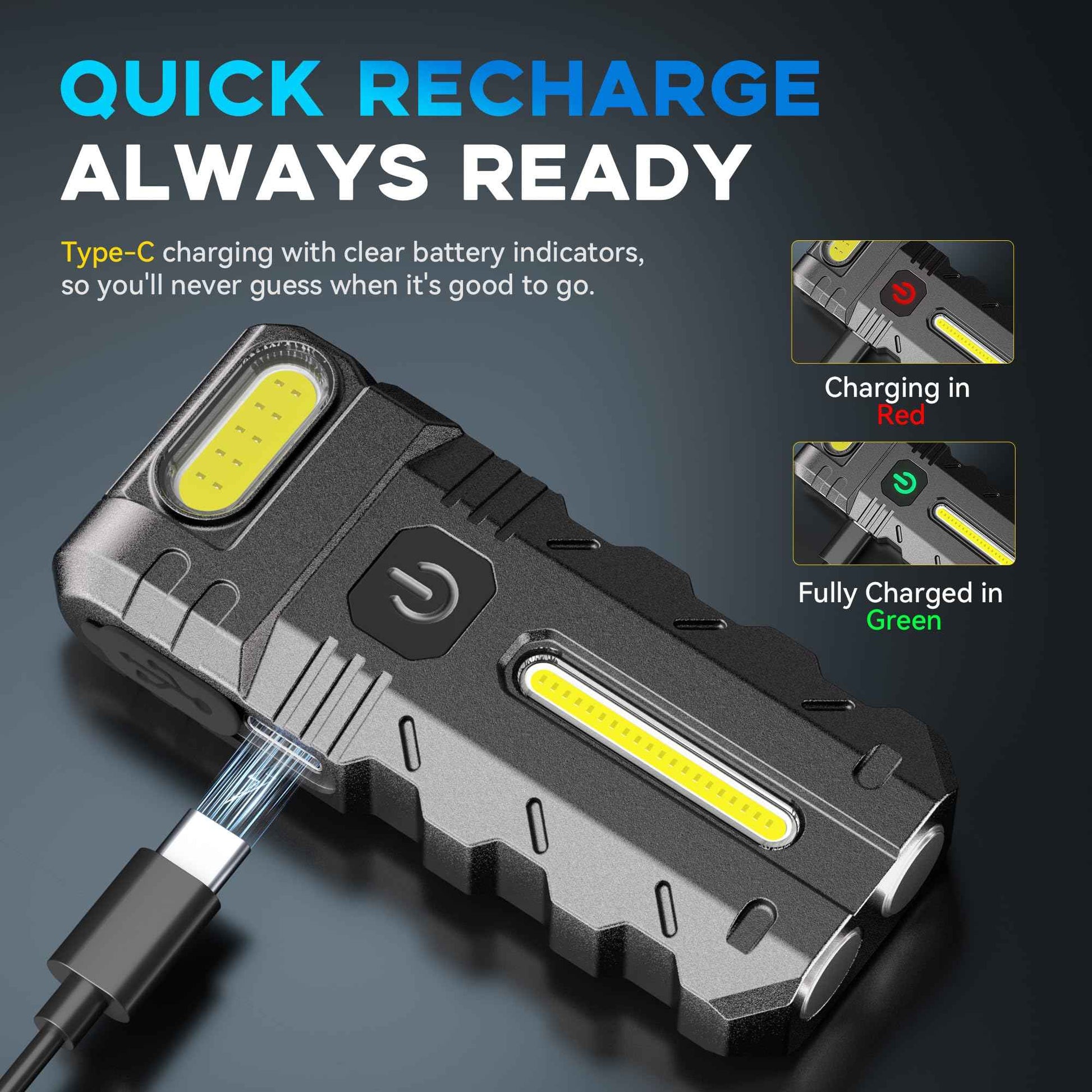 Favourlite 2PACK LED Flashlight Rechargeable, 600 Lumens Portable Flat Mini Flashlights with Clip Magnetic Small Flashlight for Camping, Emergency, Hiking (2, Black)