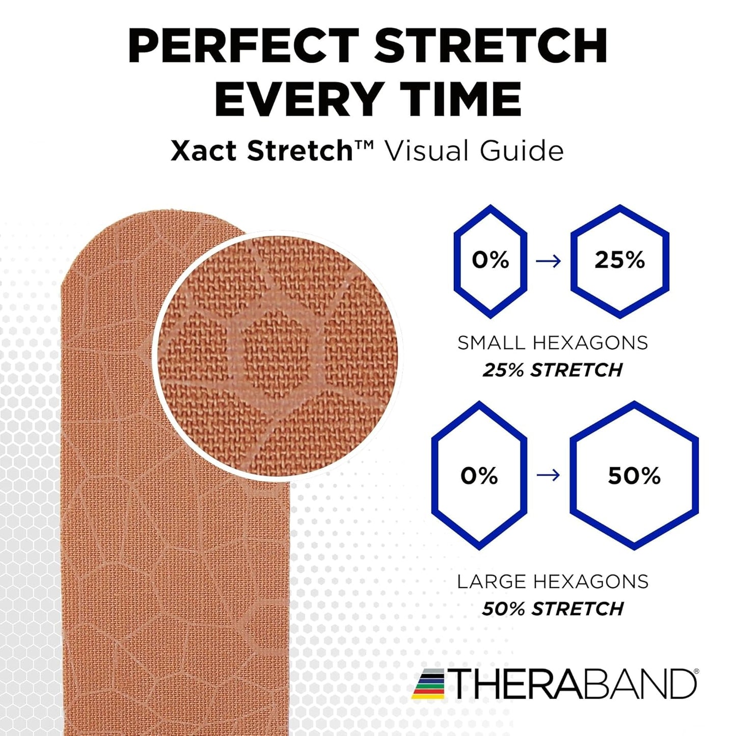 TheraBand Kinesiology Tape - Long-Lasting Beige Athletic Tape with XactStretch Indicators | Latex-Free & Water Resistant for Shoulder, Back & Knee