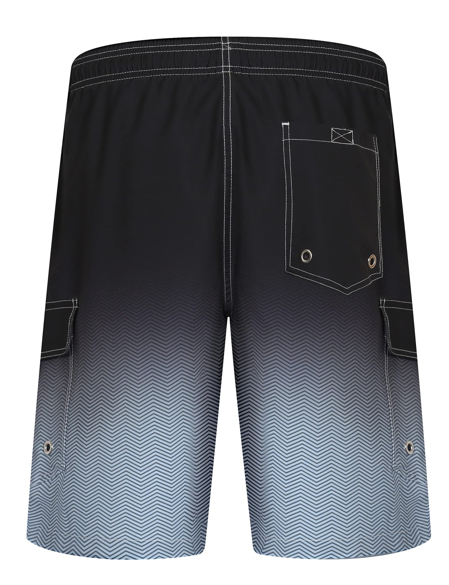 ELETOP Men's Swim Trunks Quick Dry Bathing Suit Swimming Board Shorts Mesh Lining Beach Swimwear Cargo Gradient Black 3XL