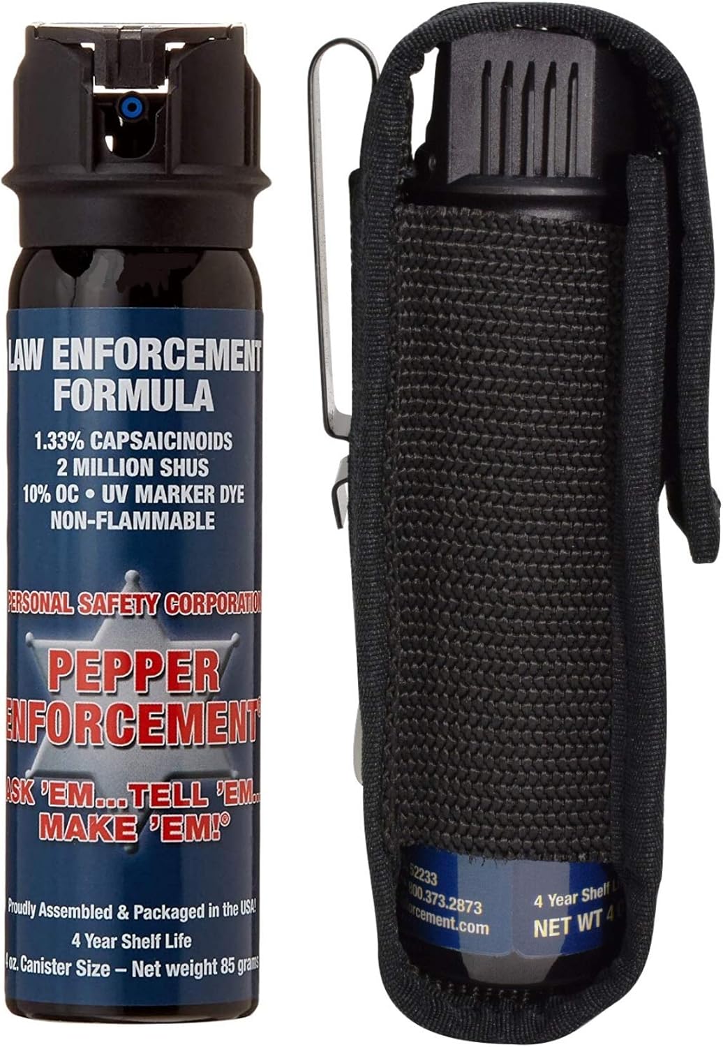 Pepper Spray 4 oz. - Maximum Police Strength OC Formula with Belt Clip Holster for Self Defense